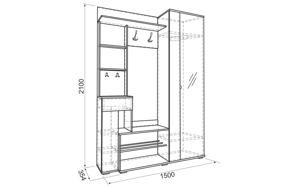 чертеж шкафа для прихожей